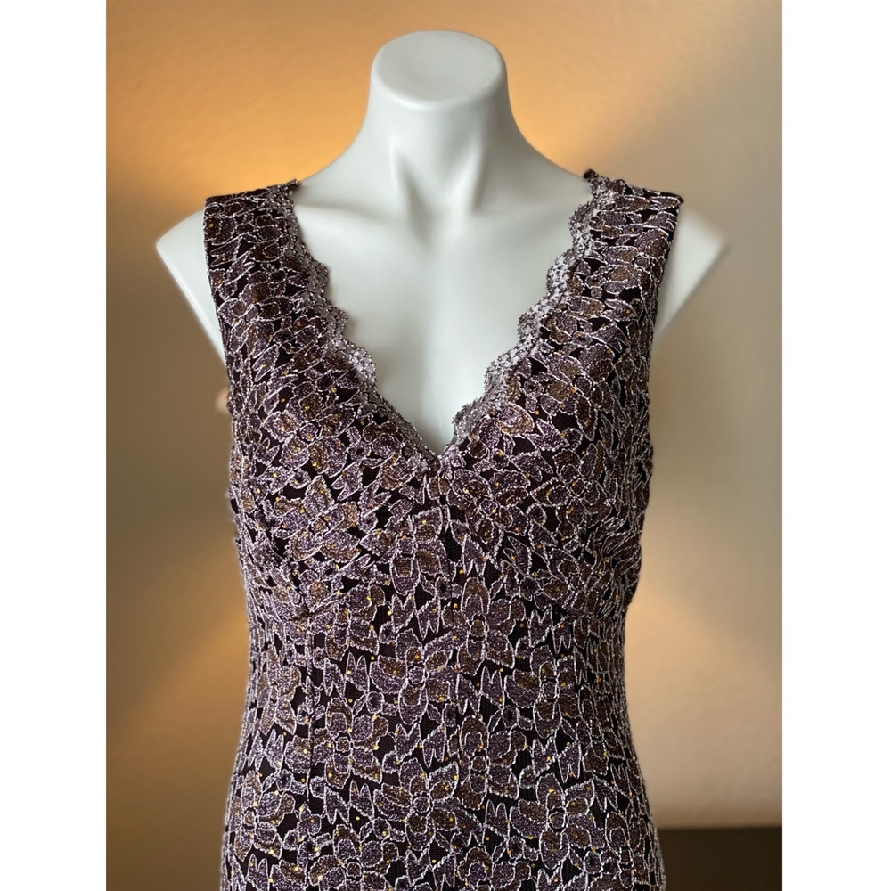 Candalite - Women’s Formal Lace V-Neck Godet Skirt Dress (M) - Picture 5 of 11